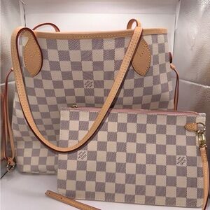 Louis Vuitton neverfull MM Damier Azur full set -new